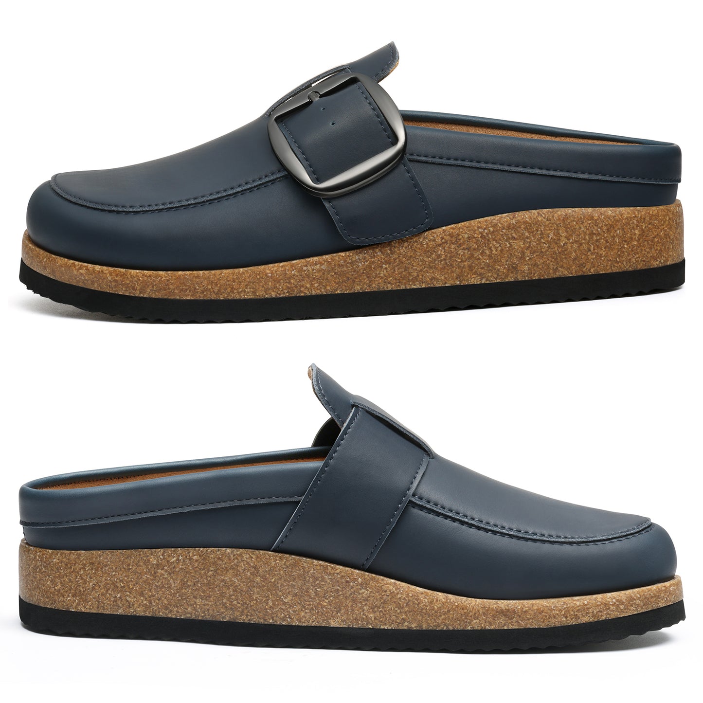 Genuine Suede Clogs  with Big Buckle